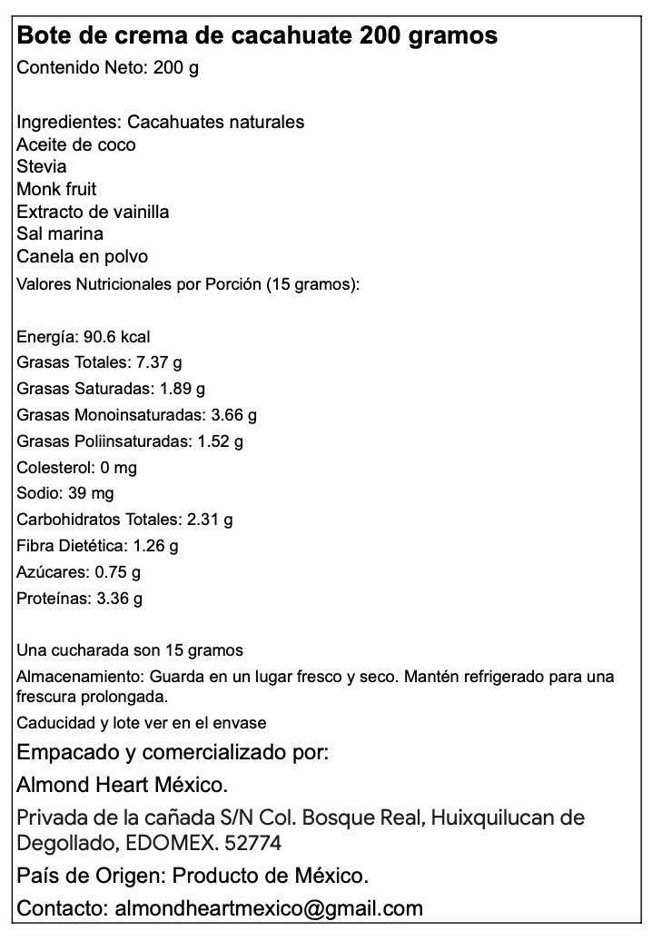 Tarro de Crema de Cacahuate Natural 200g 🌰💚